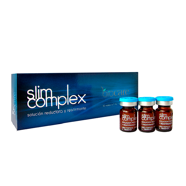 SLIM COMPLEX 10 X 7 ML BIOCARE Slim Complex Biocare es la solución ideal para la reducción de medidas y tonificación de la piel, especialmente en protocolos contra la flacidez.
